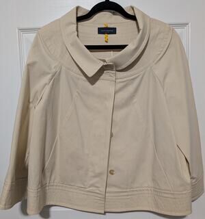 NWT Piazza Sempione Crop Swing Jacket Italy Beige Cream Luxury Size 46/12